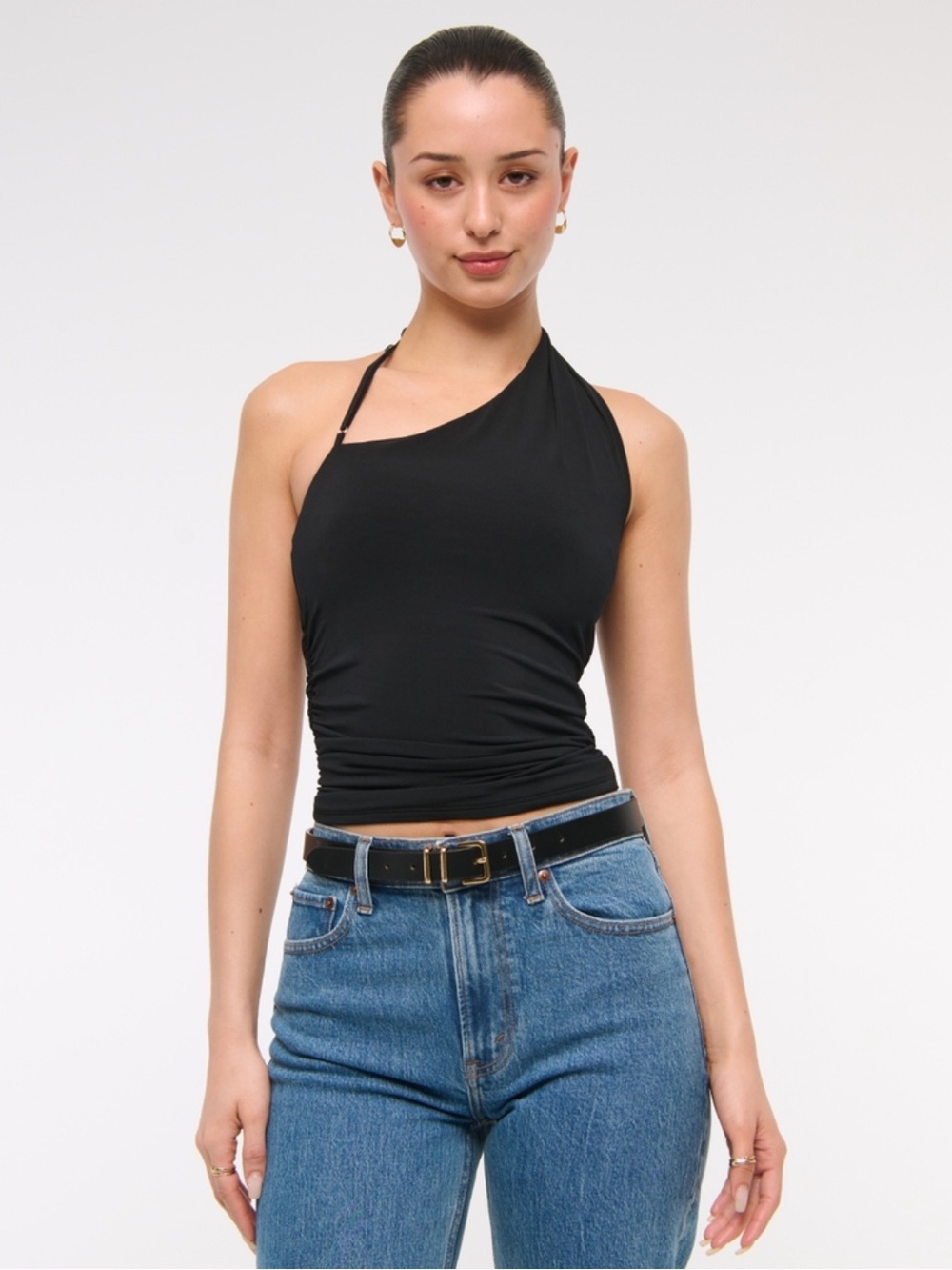 Abercrombie & Fitch Black Asymmetric Halter Tank